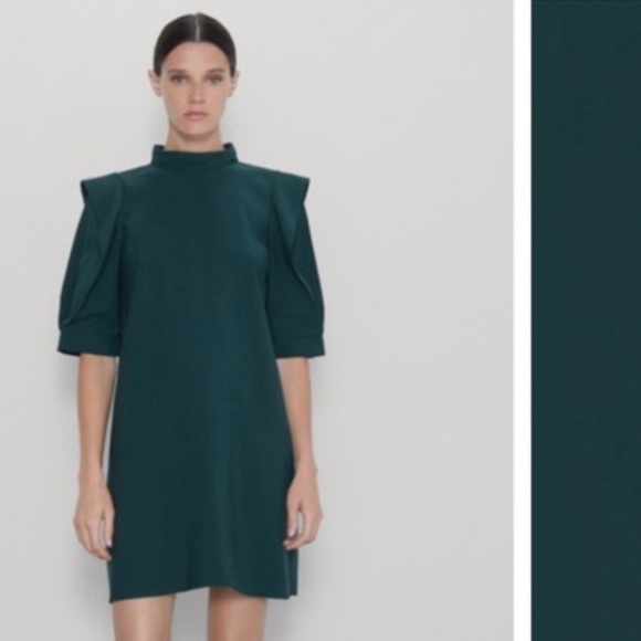 Zara Dresses & Skirts - Zara Green Full Sleeve Mini Dress. Size L. Used once